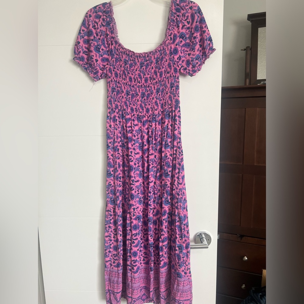 Pink floral maxi dress